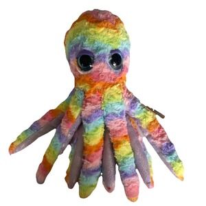 Octopus Rainbow Tie Dye The Petting Zoo Plush Blue Glitter Eyes Purple Eyelids